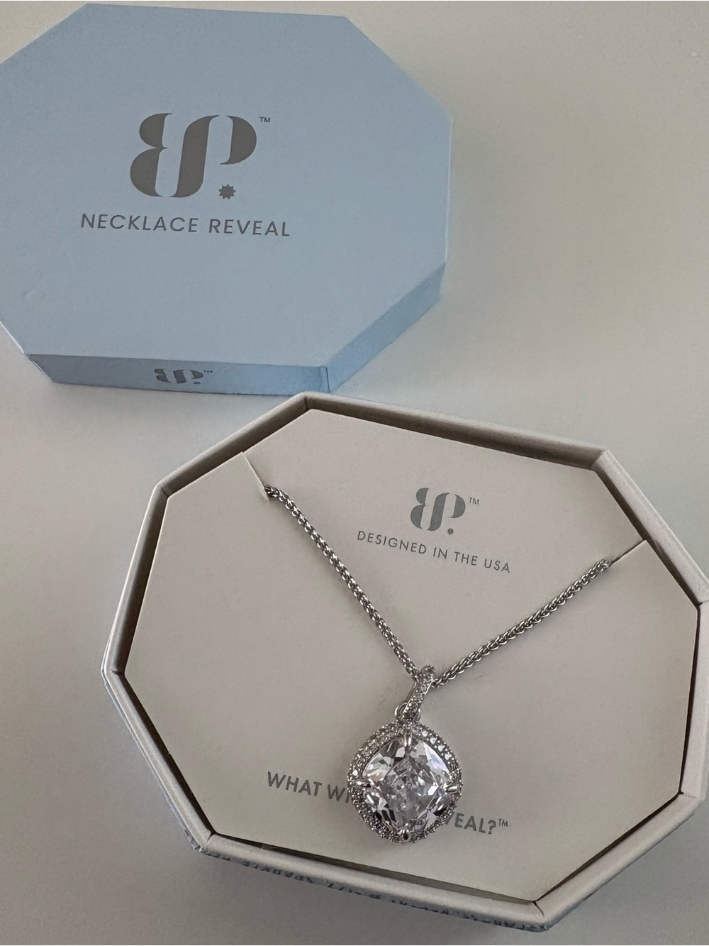 Bomb Party The Bonjour Necklace NK42333 Diamond CZ Rhodium Plating
